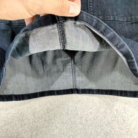 Ann Taylor LOFT Denim Skirt Womens Sz 0 Blue Dark Wash Mini Solid Casual Stretch - Picture 5 of 9